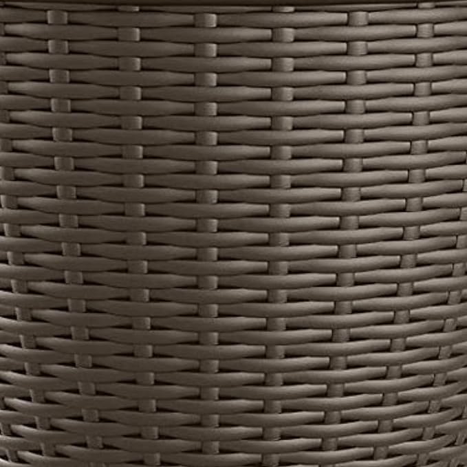 Suncast 2 Pack Wicker Planter w/Drillable Drain Holes, Decorative Indoor/Outdoor Pot, 18in, Java