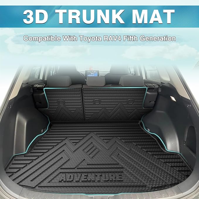 Mixsuper Cargo Liner for Toyota RAV4 2019-2025 Cargo Mat Backrest Mat for RAV4 All Weather Trunk Mat Backrest Mat TPE Back Seat Cover Protector for RAV4 Accessories