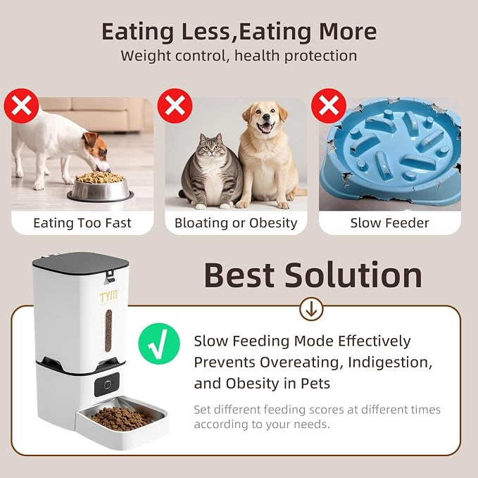7L Automatic Cat Feeder, WiFi Timed Food Dispenser for Cats Small Pets | Large Capacity | Programmable | 2–4 Weeks Food Storage | Weight / Diet Control | Stainless Steel Bowl | Dual Power Supply