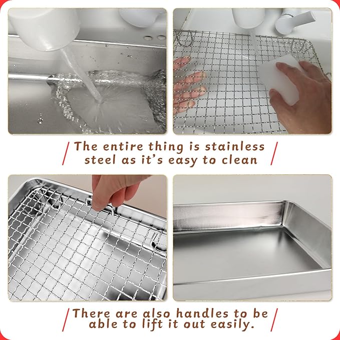 Rabbit Litter Box Stainless Steel Bunny Litter Box Small Animal Toilet Pan Metal Grid for Ferret Galesaur Chinchilla Bunny