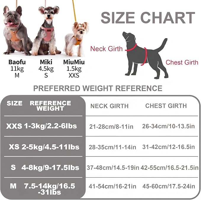 Puppytie No Pull xs Dog Harness with Multifunction Dog Leash,Soft Adjustable No Choke Escape Proof Pet Harness Vest,Silver Grey,XS