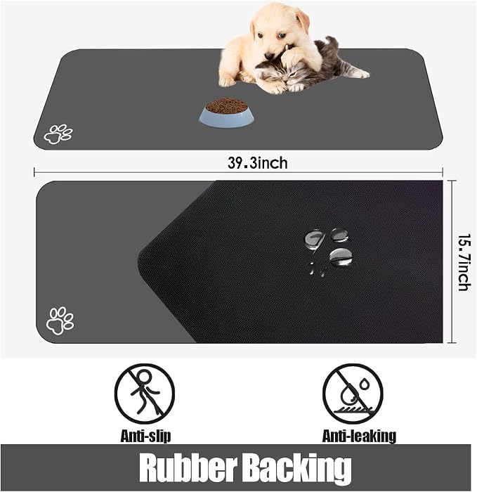 Large Pet Feeding Mat, Absorbent Quick Dry Dog Mat for Food and Water Bowl, Non Skid Cat Bowl Mat, No Stains Quick Dry for Pet Water Dispenser Pet Supplies for Messy Drinkers