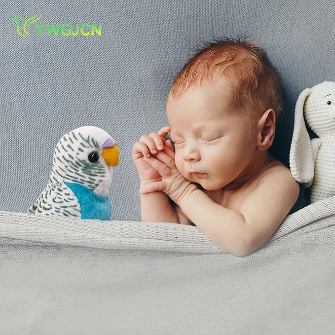 1 Pcs Stuffed Parakeet Toy, 5.5 inches, Budgerigar Plush Toy, Parakeet Soft Toy, Stuffed Bird for Kids, Blue