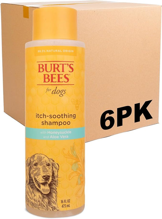 Burt's Bees for Pets Itch Soothing Dog Shampoo for Itchy Skin, pH Balanced Honeysuckle with Skin-Conditioning Honey, 95%+ Natural Origin Formula, No Sulfates, Fragrances, or Colorants, 16 Fl Oz - 6 Pk
