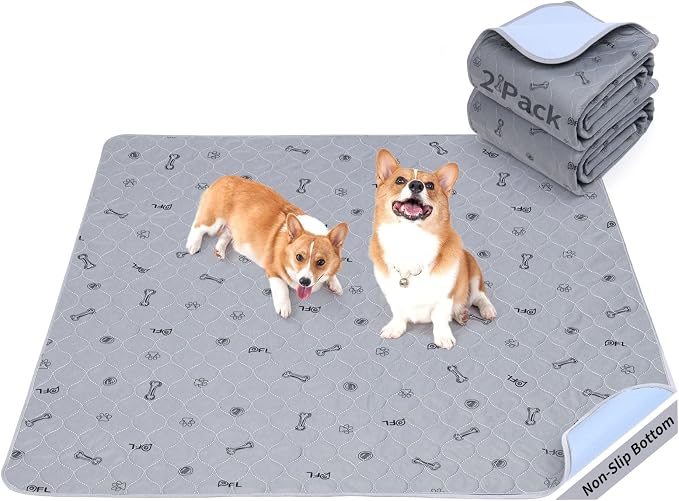 2Pack Puppy Pads Washable, 48x48 Reusable Pee Pads for Dogs, Absorbent Whelping Pads Waterproof Dog Rug Non-Slip Protector for Housbreaking,Potty Training,Bed Couch Carpet | Reusable, Non-Slip Whelping Pads, Waterproof Dog Rug for Housbreaking,Potty Tr...