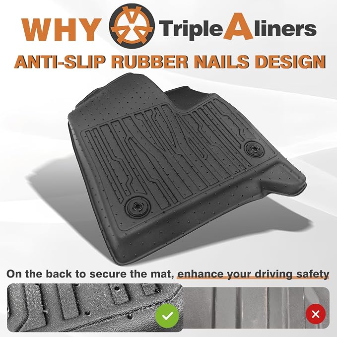 TripleAliners Floor Mats&Trunk Mat All Weather Car Liners Compatible with 2024+GMC Acadia/Chevy Traverse&2025+ Buick Enclave Accessories TPE Custom Fit Full Set Liners Protection(Floor Mats+Trunk Mat)