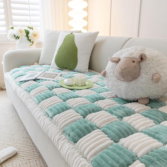 Dog Couch Cover Protector, Quilted Washable Non-Slip Sofa Mat for Pets | Cotton fabric, quilted checkerboard, PP cotton filling, non-slip backing, machine washable, for sofa, window seat and floor