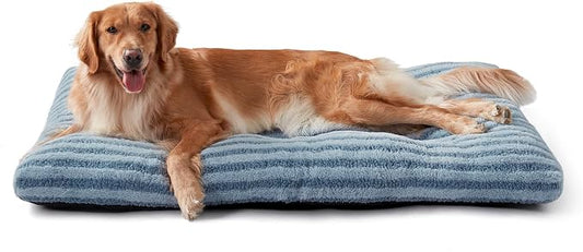 FURTIME Washable XL Dog Bed for Extra Large Dogs, Deluxe Dog Crate Beds | Comfy Fluffy Kennel Pad Anti-Slip Pet Sleeping Mat, Machine Washable Dogs Pillow, 40"x27"x3.5", Blue