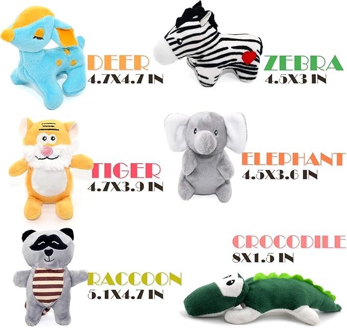 SHARLOVY Jouets couineurs pour petits chiens, jouets en peluche pour chiots, jouets à mâcher mignons pour la dentition des chiots, pour chiens de petite à moyenne taille, lot de 12 jouets doux en peluche pour animaux de compagnie dans une boîte cadeau