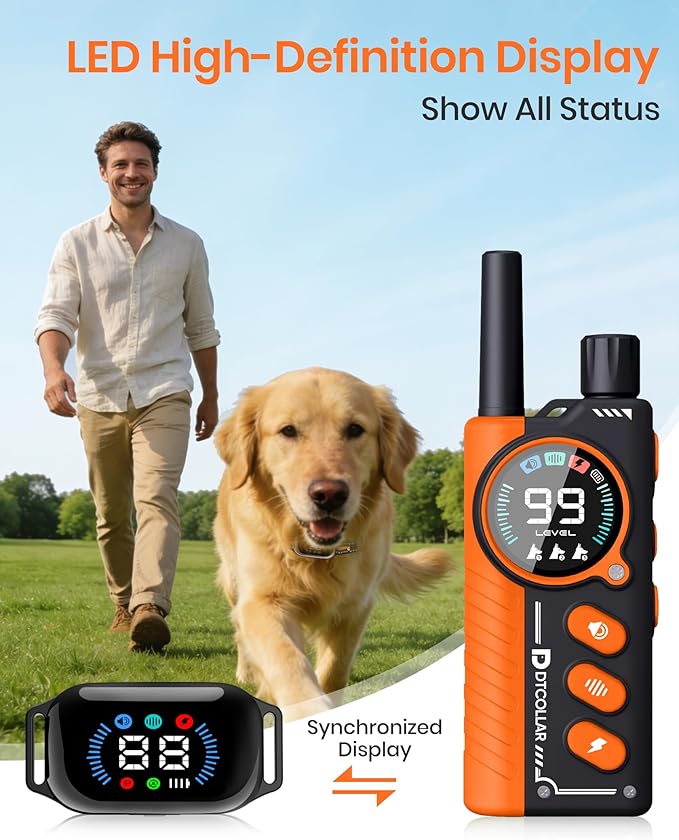 2-in-1 Bark Shock Collar 2 Pack - Color Screen Dog Training Collar with Beep/Vibration/Shock/Anti Bark 4 Modes for 2 Dogs, 3300FT Waterproof E Collar with Remote for Small Medium Large Dogs(8-120lbs)
