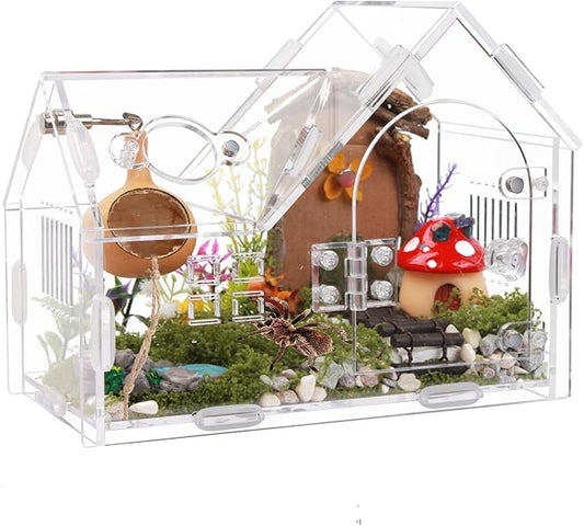 Acrylic Jumping Spider Enclosure with Magnetic Door - Transparent Tarantula Terrarium for Pet Spiders - Secure & Ventilated Reptile Habitat for Hermit Crabs, Geckos, and Small Insects