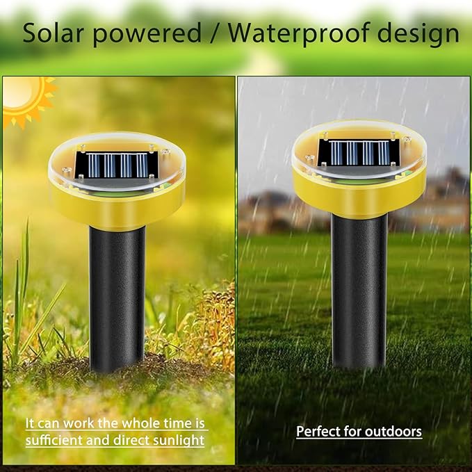 10 Pack Solar Powered Snake Repellent for Yard, Ultrasonic Mole Repellent, Gopher Repeller Sonic Mole Deterrent Spikes, Snake Gopher Mole Vole Repellent Outdoor for Lawn Garden & Yard