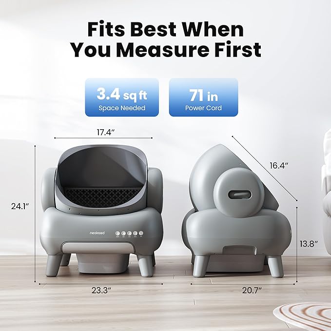 Neakasa M1 Plus Open-Top Self-Cleaning Cat Litter Box, 360° Safety Sensors, Advanced Odor & Leak Control, Automatic for Large & Multi-Cat Homes, Litter Mat & 2 Rolls Refill Bags Included