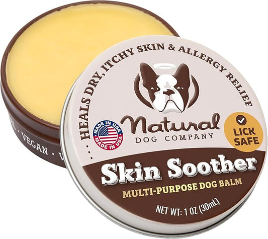 Natural Dog Company Skin Soother Balm, Protects from Hot Spots, Itching and Irritation Relief, Allergy Dog Lotion, Dog Moisturizer & Rash Cream with Coconut Oil & Vitamin E for Pets, 1 oz Tin
