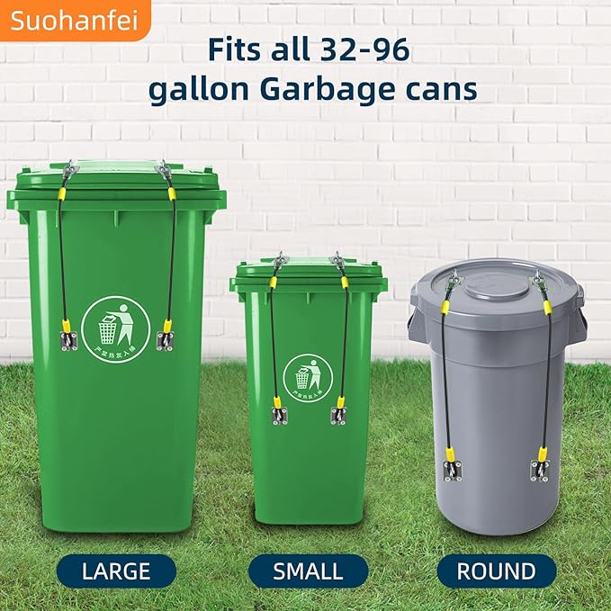 2 Pcs Trash Can Lid Lock for Animal, Bear Proof Trash Can Locks, Universal Outdoor Heavy Duty Garbage Can Lock for Raccoon, Easy to Install