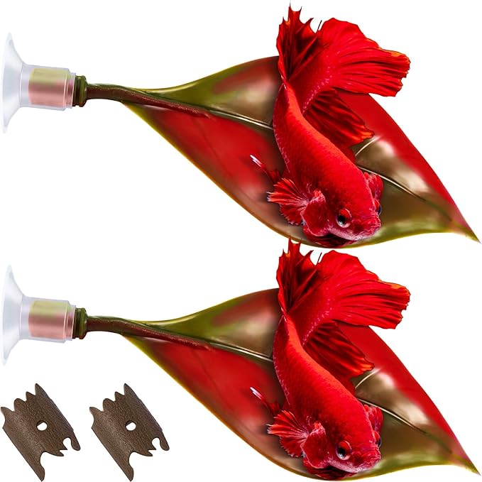 WILLBOND 2 Pcs Red Silicone Betta Fish Bed Leaf Hammock Betta Fish Tank Accessories Decorations for Aquarium Ornaments, Practical Resting Spot, Comfortable and Safe