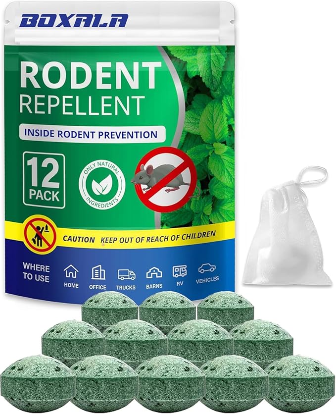 Mouse Repellent Balls: Rodent Repellent Balls - Mouse Repellent with Peppermint Oil - Natural Deterrent for Kitchen Warehouse Car - Mice Repellent for Indoor Outdoor - Safe for Pets Family - 12 PCS