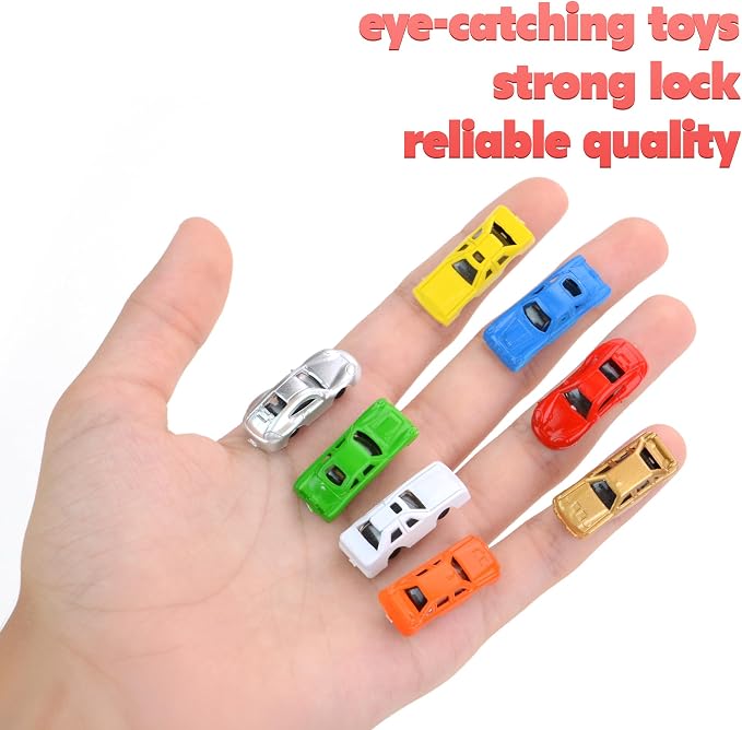 Vending Machine Capsules with Toys - 100 Pcs of 1.1 Inch Tiny Frosty Clear-Colored Acorn Capsules and Mini Racing Car Toys for Kids - Plastic Capsules for Toys Bulk - Easter Basket Stuffers