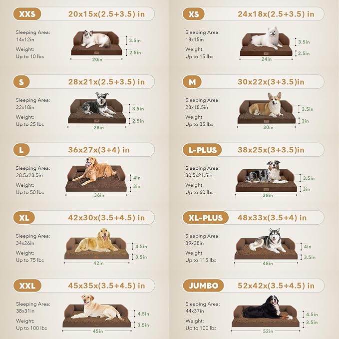 Orthopedic Washable Dog Bed with Bolster for Large Sized Dogs | Pillow Support for Neck Relief, Egg Crate Foam, Waterproof Liner, Anti-Slip Bottom, Machine Washable Cover, 38 x 25 Inch