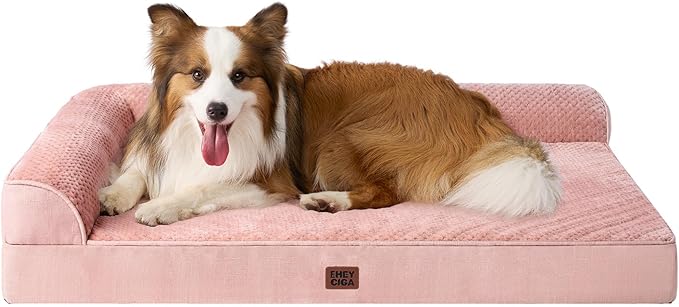 EHEYCIGA XL Dog Bed Memory Foam for Crate, Extra Large Dog Bed Orthopedic with Washable Removable Cover, Waterproof Pet Sofa Couch XLarge Size Dogs, 41x27x6.5, Pink | Washable Removable Cover, Waterproof Flat Pet Sofa Couch with Nonskid Bottom, 41x27x6.5