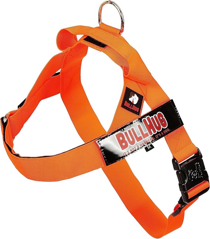 Adjustable Dog Harness– No Pull, No Choke – for English Bulldogs, French Bulldogs, Pugs & Broad-Chested Breeds – Easy, Safe Walks (NEON Orange, Small)
