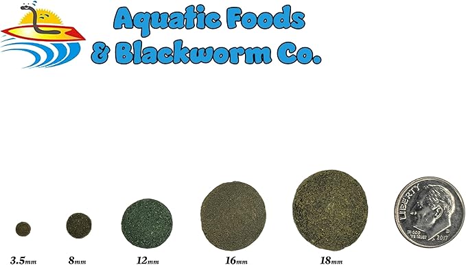 Aquatic Foods Inc. Ultra Color Enhancing 12mm - 1/2" Sinking Wafers of Krill, Astaxanthin, Rose Algae. for Bottom Fish, Plecos, Shrimp, Snails, All Herbivorous & Omnivorous Tropical Fish...2-lbs
