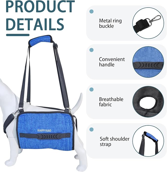 Adjustable Dog Lift Harness, Suitable for Medium to Large Dogs,Blue L