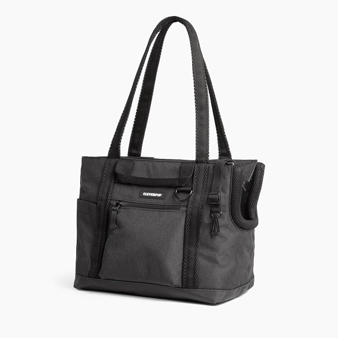 Transit Tote Dog Carrier for Small Dogs Under 8 lbs, 16x11x8 Soft-Sided 4-Pc Set with Waterproof Base, Plush Insert, Food Pouch, Mesh Head Opening - Small Graphite