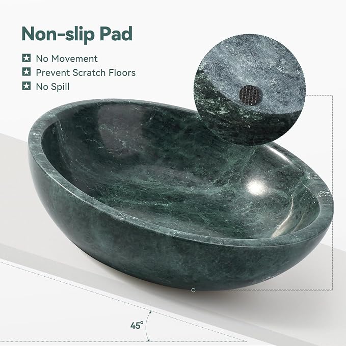 Natural Marble Cat Bowl, Weighted 1.5lb Cat Food Bowl for Cat and Small Dog, Small Animal Pet Food Dish Non-Slip, Shallow Dish for Whisker Fatigue Relief, Premium Green Stone for Home Decor
