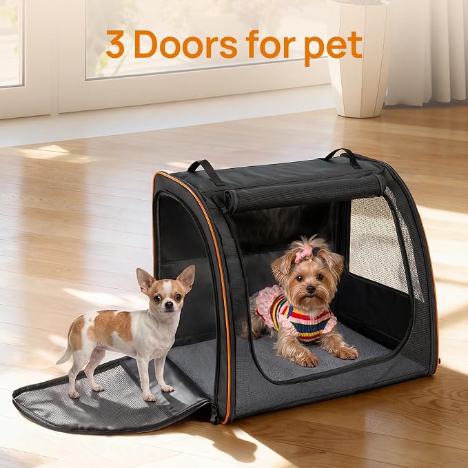 Dog Car Seat, Enclosed Carrier for Pets Travel Safety Dog Crate Soft-Sided Covered Car Kennel Carrier for Backseat for Medium Dogs (S)