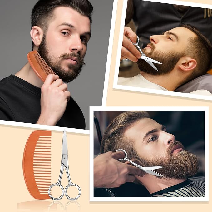 Maitys 10 Set Appreciation Gifts Bulk Beard Brush Comb Scissors,Rectangle | Boar Bristle Beard Brush, for Men Father Colleague Employee