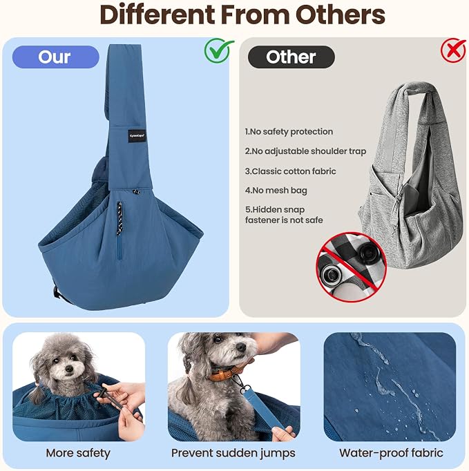 Dog Sling Carrier for Small Dogs & Cats,Pet Carrier Sling Bag with Adjustable Straps,Comfortable & Secure Travel Crossbody Bag for Puppies Up to 19lb,Airline Approved pet Carrier (Royal Blue)