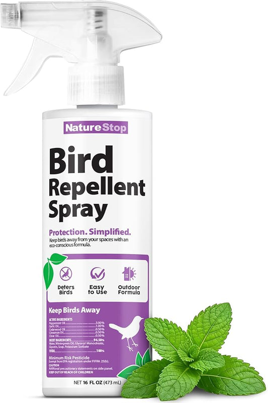 Bird Repellent Spray – Helps Deter Birds from Outdoor Surfaces & Garden Areas, 16 oz (475mL)