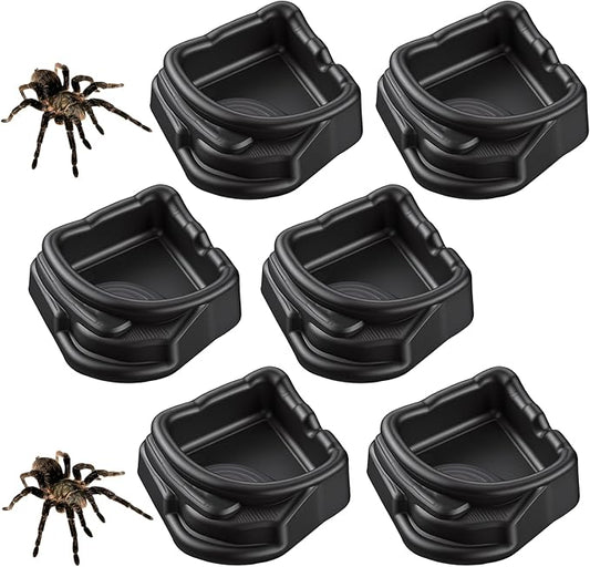 6 Pcs Spider Micro Water Bowl, Mini Resin Dish Tiny Bowl Enclosure Accessories for Tarantula, Spider, Hermit Crab, Millipede, Tiny Reptile (1.65" D, 0.59" H)