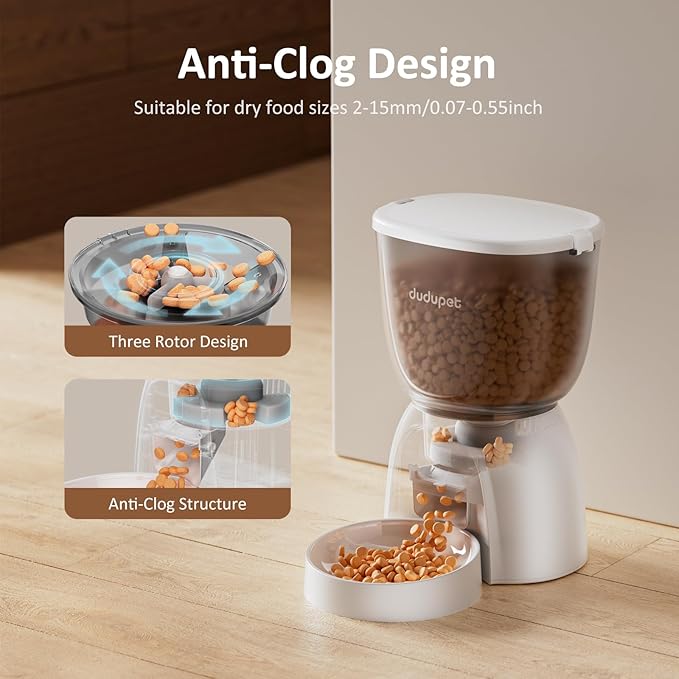 Automatic Cat Feeder 5G WiFi, Automatic Pet Feeder with App Remote Control, 5L Cat Dry Food Dispenser Dual Power,10 Meals Programmable 1-15 Portion Control Auto Cats Feeders for Indoor Use