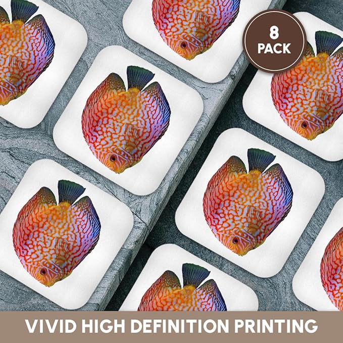 3dRose King of The Aquarium Discus Fish Image Wildlife Set of 8 Coasters - Soft