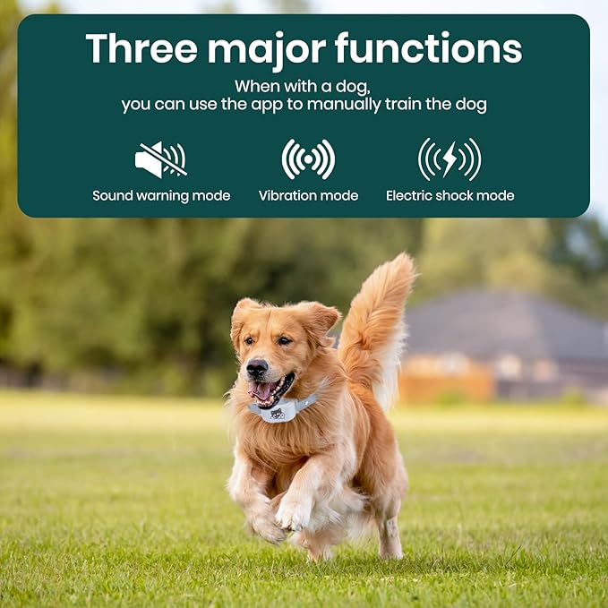 GPS Wireless Dog Fence with Free App, Electric Fence System with Training Collar, Portable Fence for Outdoor Use, Rechargeable Waterproof, Adjustable Pet Containment System for Outdoor Use