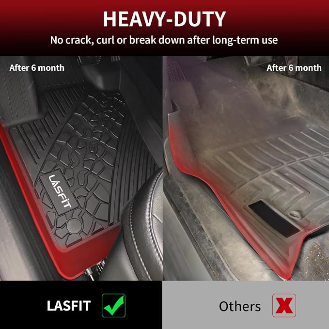 LASFIT Floor Mats for Jeep Compass 2017-2025 2026 All Weather TPE Custom Fit Car Mats Floor Liners 1st & 2nd Row, Black