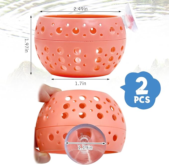 Fhiny 2 PCS Betta Tunnel, Pink Beta Fish Tank Decor, Suction Cup Shrimp Hide, Betta Resting Spot, Aquarium Hammock Hideout Cave for Guppy Resting