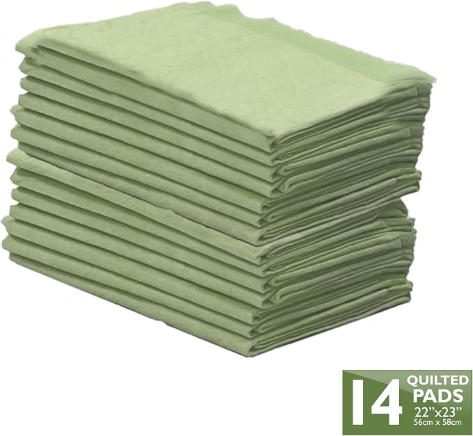 Four Paws Wee-Wee Superior Performance Eco Bamboo Dog Pee Pads, 14 Count | Earth friendly, bleach-free, dye-free, dog & puppy potty training pads, leak-proof, 24-hour protection pee pads, 22" x 23"