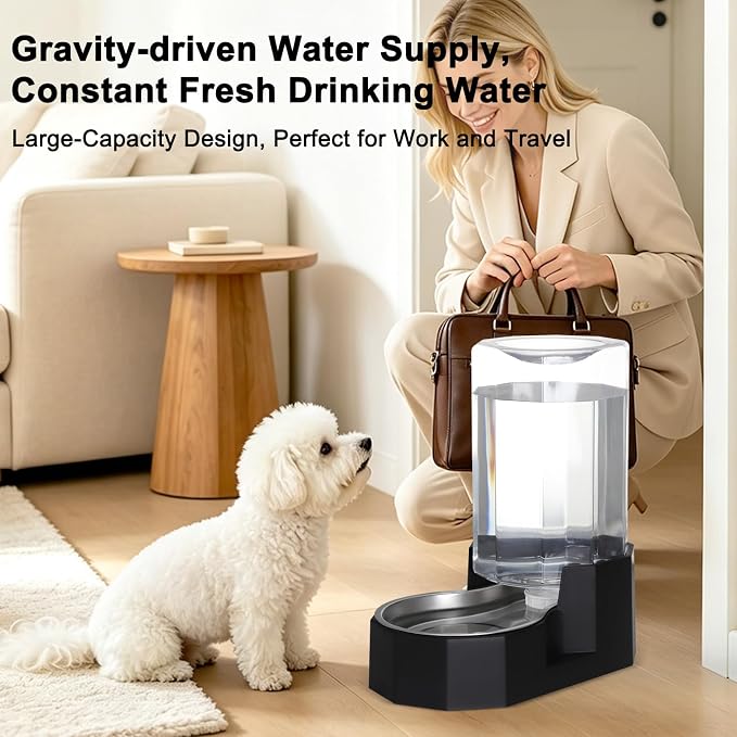 Sfozstra 7L Gravity Dog Water Dispenser:Filter Free Design | Fewer Refills / No Mess & Dry Floors / No Electricity Needed / for Medium Dogs & Multi-Pet Homes / for Workday or Pet Station