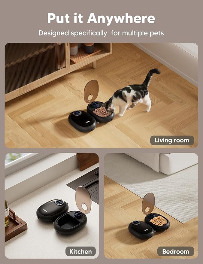 WOPET Automatic Cat Feeder for Wet Food – 48H Programmable Pet Food Dispenser with Ice Pack for Freshness, Yogurt & Canned Meals – Perfect for Cats, Kittens & Small Dogs