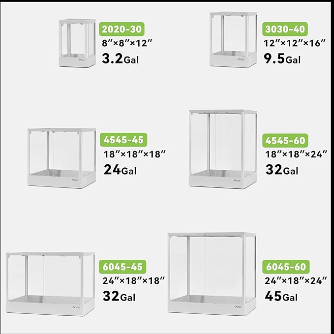 Reptile Terrarium 12"x12"x16" 9.5 Gallon,Aluminum Frame,Full Glass Tank Enclosure for Small Reptiles, Geckos, Frogs, Lizards, Snakes, Spiders, Turtles, Vertical Rainforest Habitat