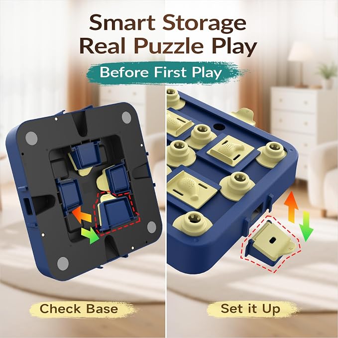 KADTC Dog Chess Puzzle Toy, 3-Levels, Mental Stimulation for Smart Dogs | Large size. Beginner-to-Advanced challenge beats boredom, burns energy, builds focus, slows eating, rewards sharper thinking.