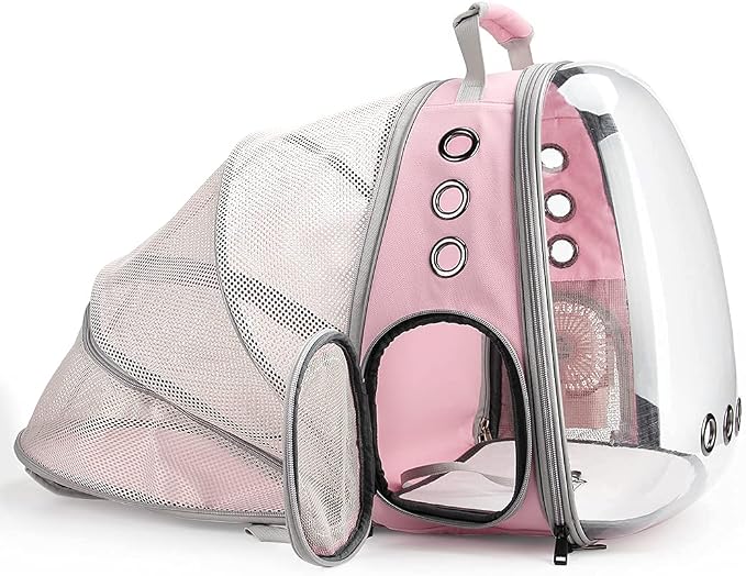 Cat Carrier Backpack, Expandable Bubble Pet Carrier for Cats and Small Dogs, Airline Approved Travel Backpack for Hiking, Walking & Outdoor Adventures - Supports up to 14 lbs