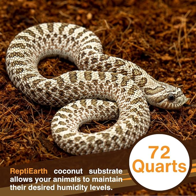 ReptiEarth Reptile Bedding, Fluffy Coconut Fiber Substrate Organic Coco for Bioactive Snake Terrarium, Lizard Tanks with Plants, for Frog Habitat, Tarantula or Hermit Crab Enclosure (72 Quart Block)
