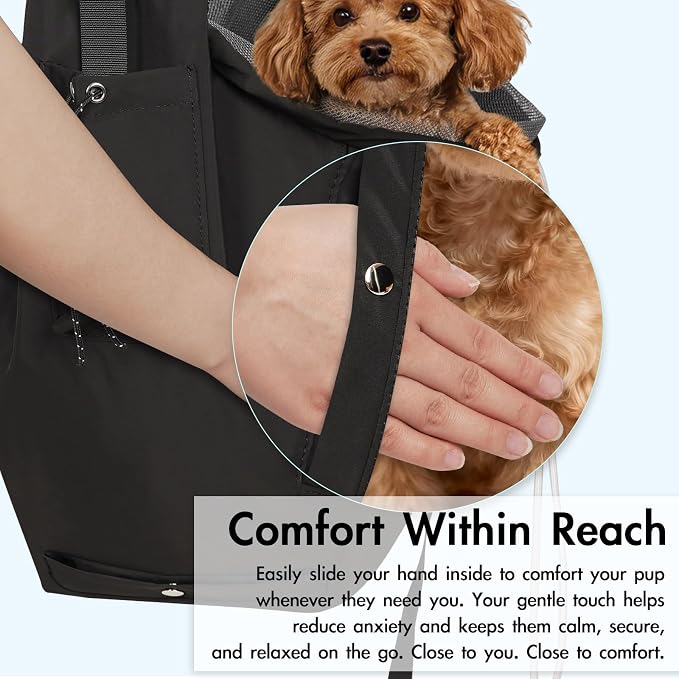Dog Carrier Sling, Puppy Carrier Sling 20 lbs, Black | Dog Carriers for Small Dogs & Cats With Pockets, Machine Washable, Adjustable Shoulder Strap, Hands Free for Outdoor Use