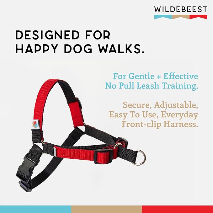 No Pull Dog Harness | Comfortable Training Harnesses | Effective No Pull Design | Ideal for Large Sized Dog | 4-Point Adjustable(XL - 30~36 inch Girth, Red)