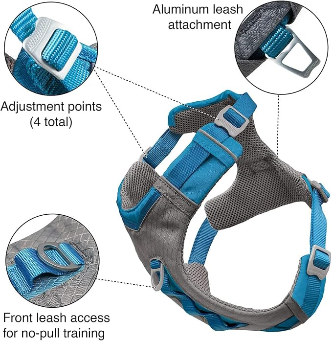 Kurgo Journey Air Dog Harness, Coral, Extra Large | Padded Chest, Ripstop Outer & Breathable Mesh, Back Assist Handle, Rust-Free Aluminum Hardware, Reflective Trim