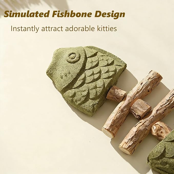 Purrident - Fix Cat Dental Health, Natural Dental Chew for Cats, Fishbone Shape Cat Teething Toy with Catnip, Durable Feline Tooth Care Tool for Indoor & Adult Cats (3PCS-D)